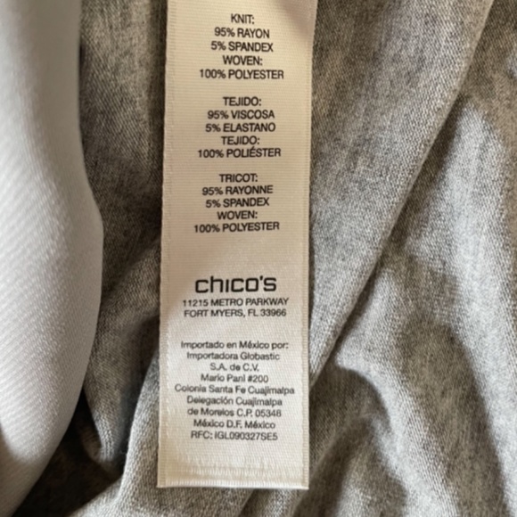 Chico’s Light Grey 3/4 Sleeves Top Size Large New with Tag - Picture 6 of 9